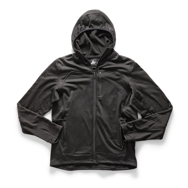 Black VELOX waffle knit full zip technical hoodie by 13th Heaven Co.