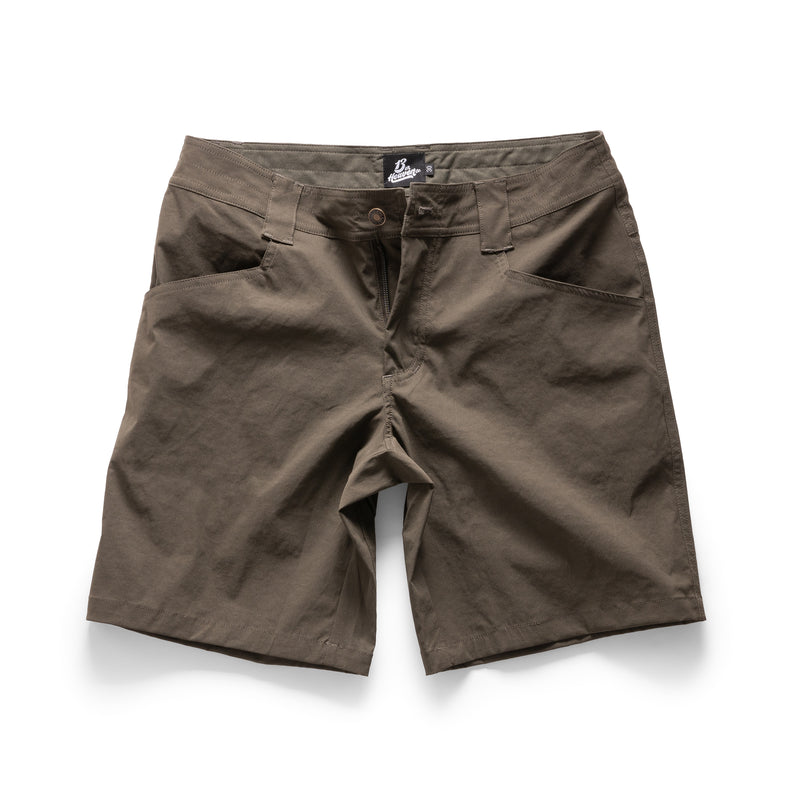 Olive 9 inch Gentleman's Chino technical chino shorts with zip rear pockets