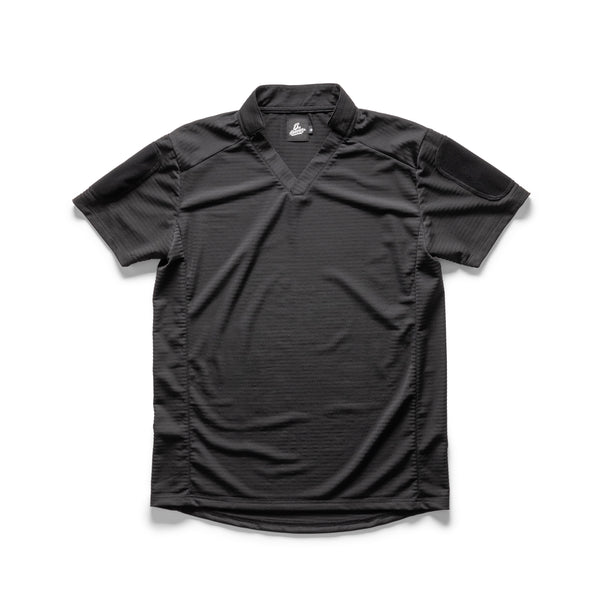 ☆ ☆ TH COLLECTION PANEL RUGBY T-SHIRT GALLERY NOWHY] CONTEMPORARY FLOWER LOGO RUGBY T-SHIRT BLACK