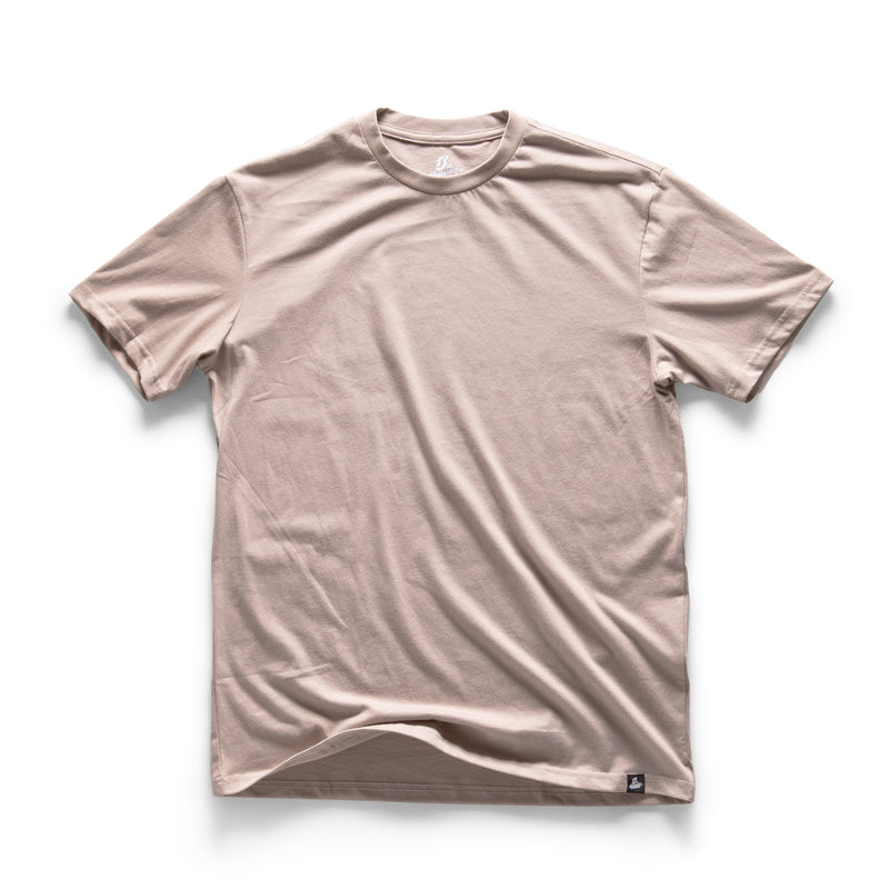 13th Heaven Sport Tee in Greige - minimalist athletic fit dual blend t-shirt, front view
