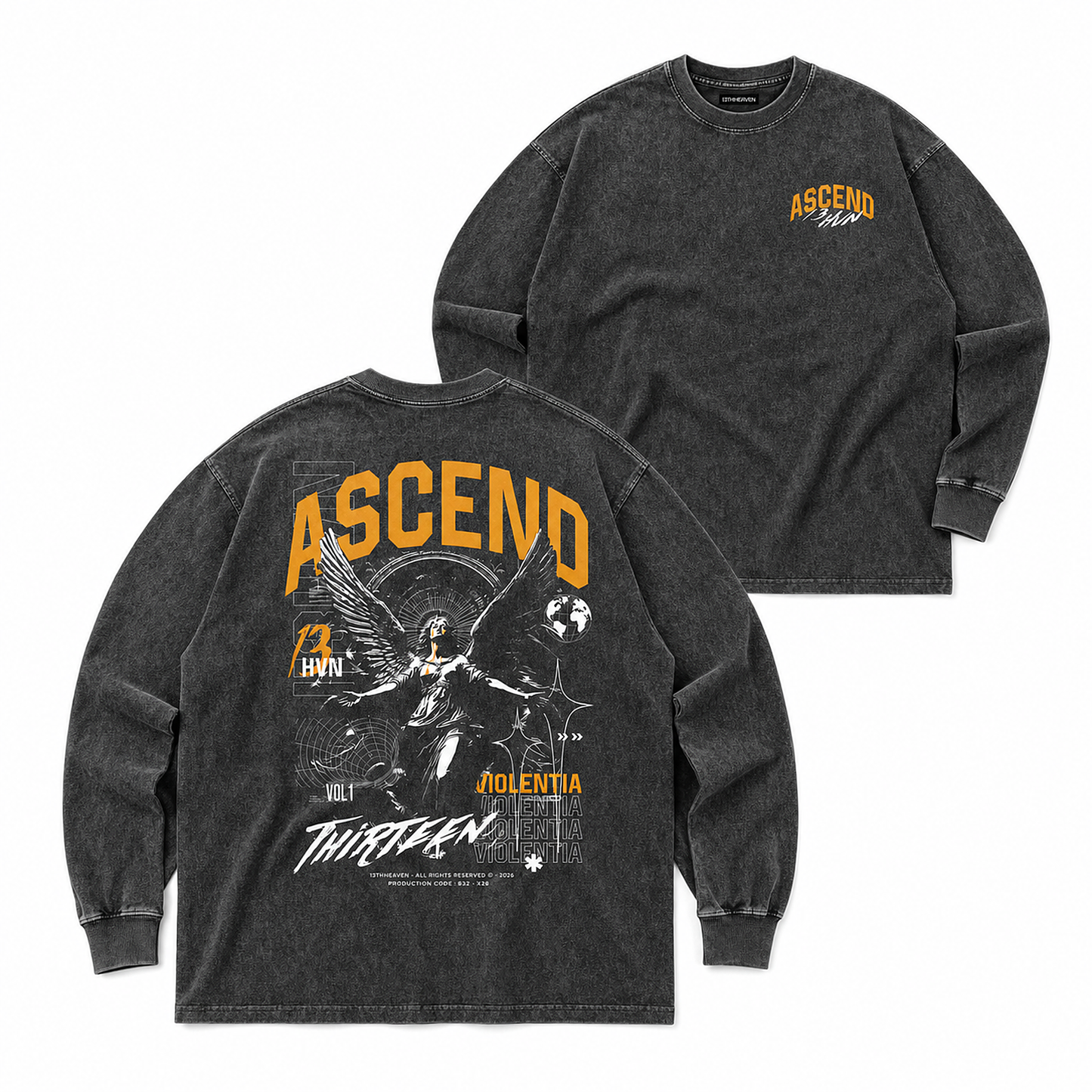 
                  
                    13HVN Ascend Acid Wash Oversize Long Sleeve T-Shirt
                  
                